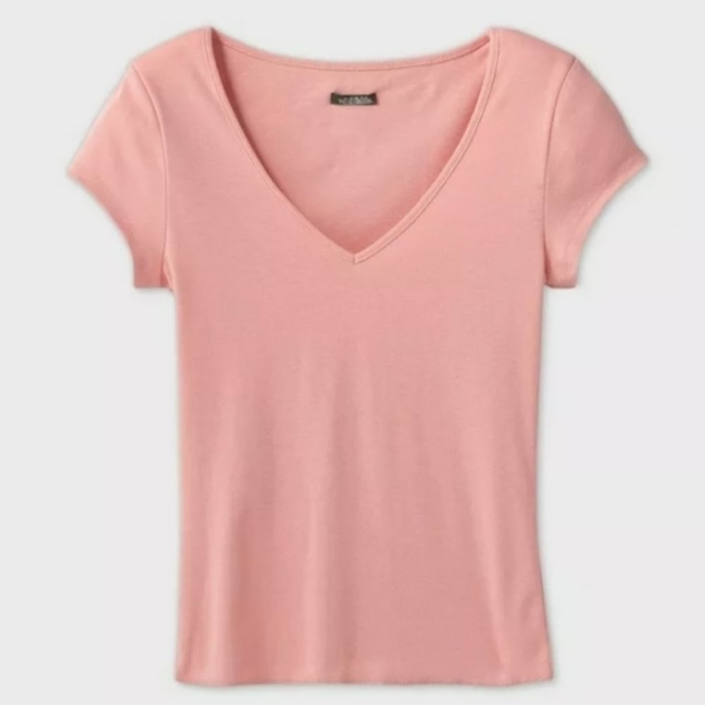 Wild Fable Girls V-Neck Top, Peach Punch, Size L